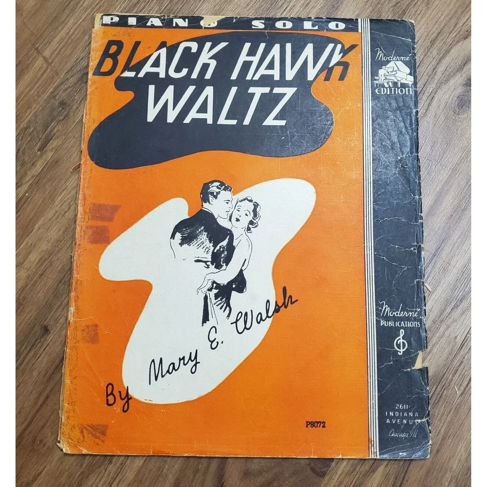 Black Hawk Waltz Piano Solo By Mary E Walsh 1936 Moderne Publication Sheet Music